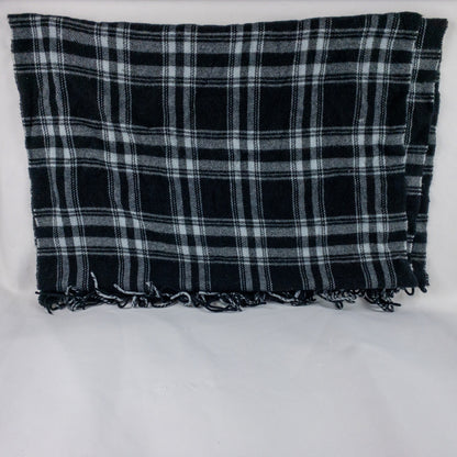 Apexx Black & Gray Plaid Blanket Scarf Unisex Mens Womens One Size