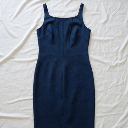 Les Copains BVM Spa Blue Denim Midi Sheath Dress Womens 10 US