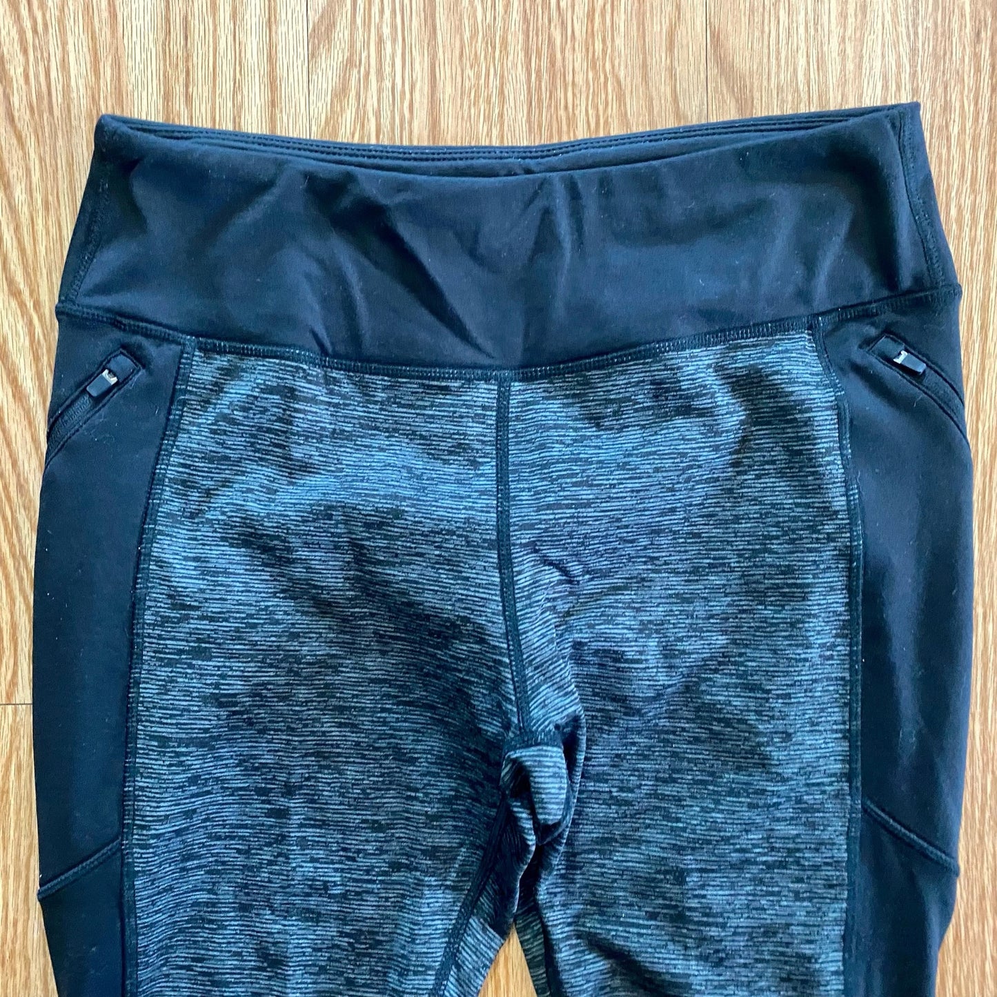 Athletic Works Black Gray Colorblock Leggings Gym Pants Womens Medium