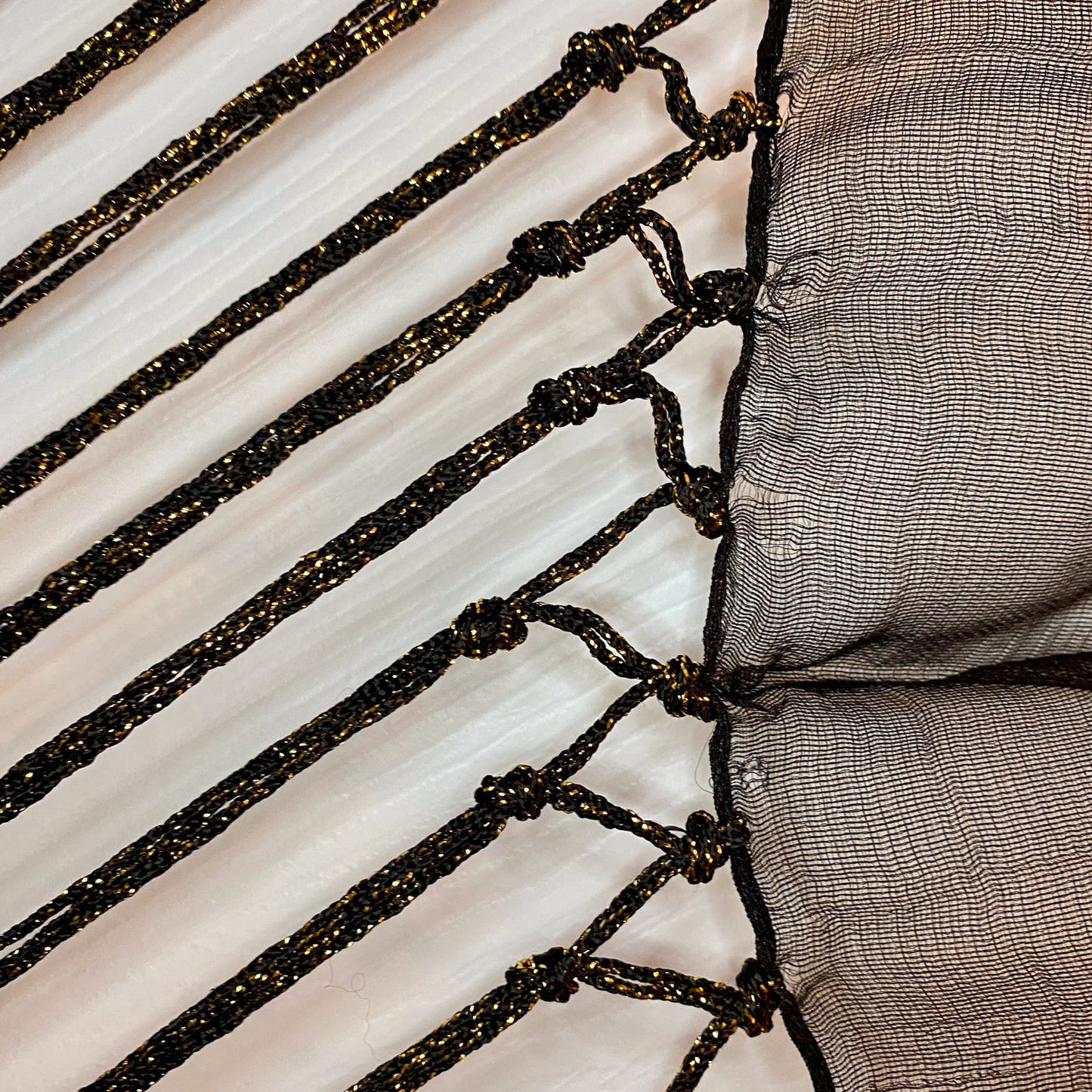 Indian Black & Gold Tassel Scarf Unisex Women's One Size