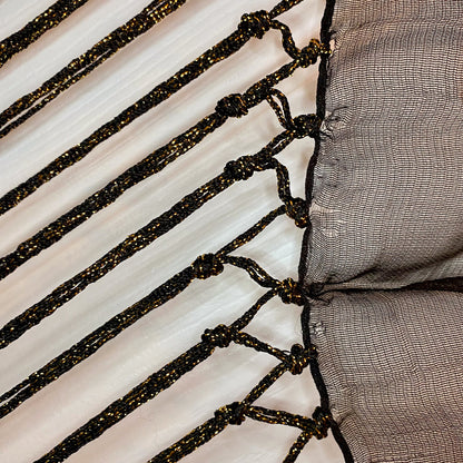 Indian Black & Gold Tassel Scarf Unisex Women's One Size