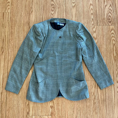 Emanuel Ungaro Parallele Gray Stripe Blazer Skirt Set Womens 6