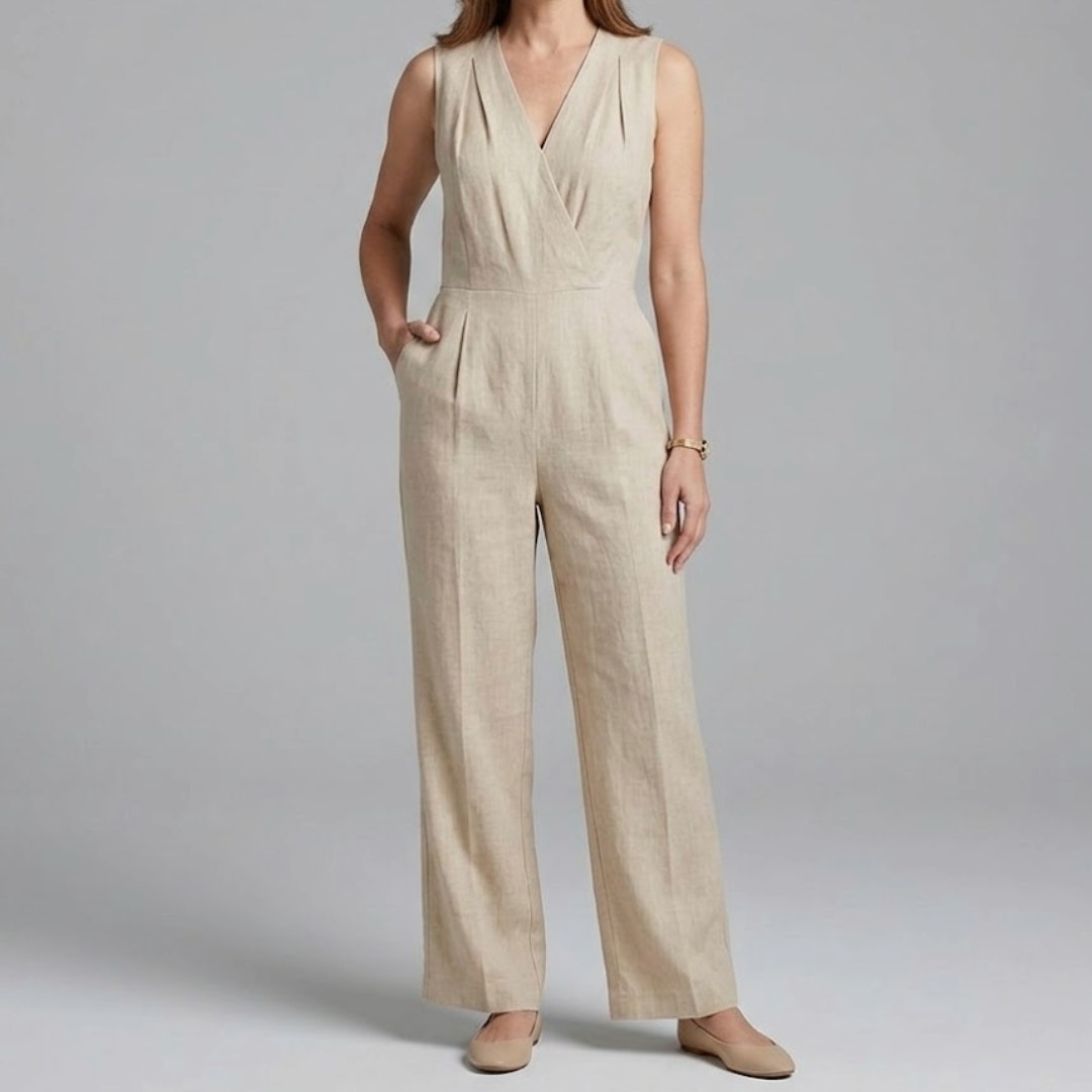 Antonio Melani Tan Sleeveless Wide Leg Jumpsuit Womens 12