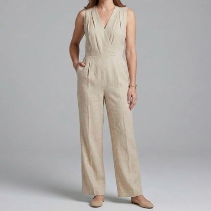 Antonio Melani Tan Sleeveless Wide Leg Jumpsuit Womens 12