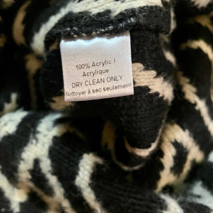Tucker Black White Diamond Stripe Mini Sweater Dress Womens Small