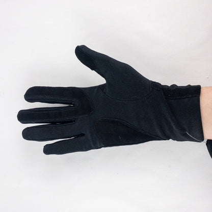 Totes Isotoner Black Leather Patch Nylon Gloves Womens Small 6
