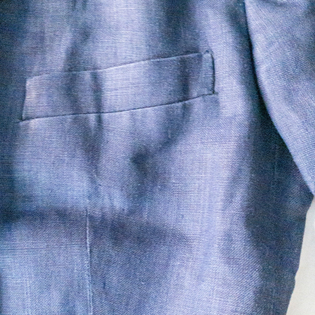 Ralph Lauren Black Label Vintage Blue Linen Blazer Jacket Womens 4-6 Small