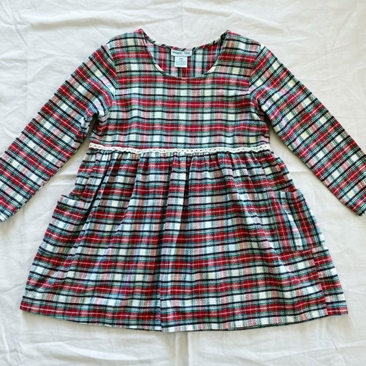 Bonnie Evans Vintage Plaid Tartan Flair Red Holiday Dress Girls Large