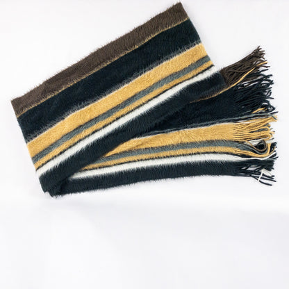 Cejon Brown Black White Striped Soft Scarf Unisex Men Women One Size