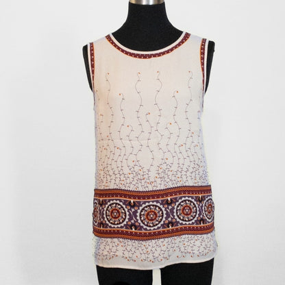Chelsea & Violet Floral Cream Boho Tank Top Womens XSmall