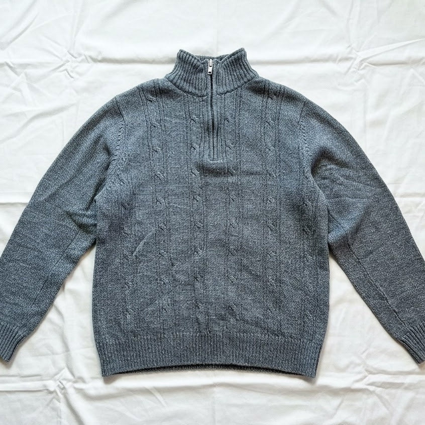 Northwest Territory Gray Cable Knit Fuzzy Pullover Sweater Mens Medium