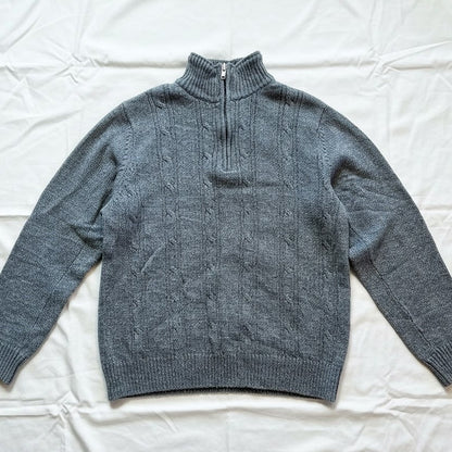 Northwest Territory Gray Cable Knit Fuzzy Pullover Sweater Mens Medium