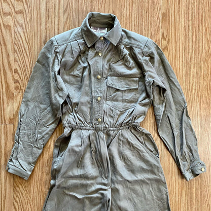 Maggy London Vintage Khaki Minimal Western Jumpsuit Womens 0-2