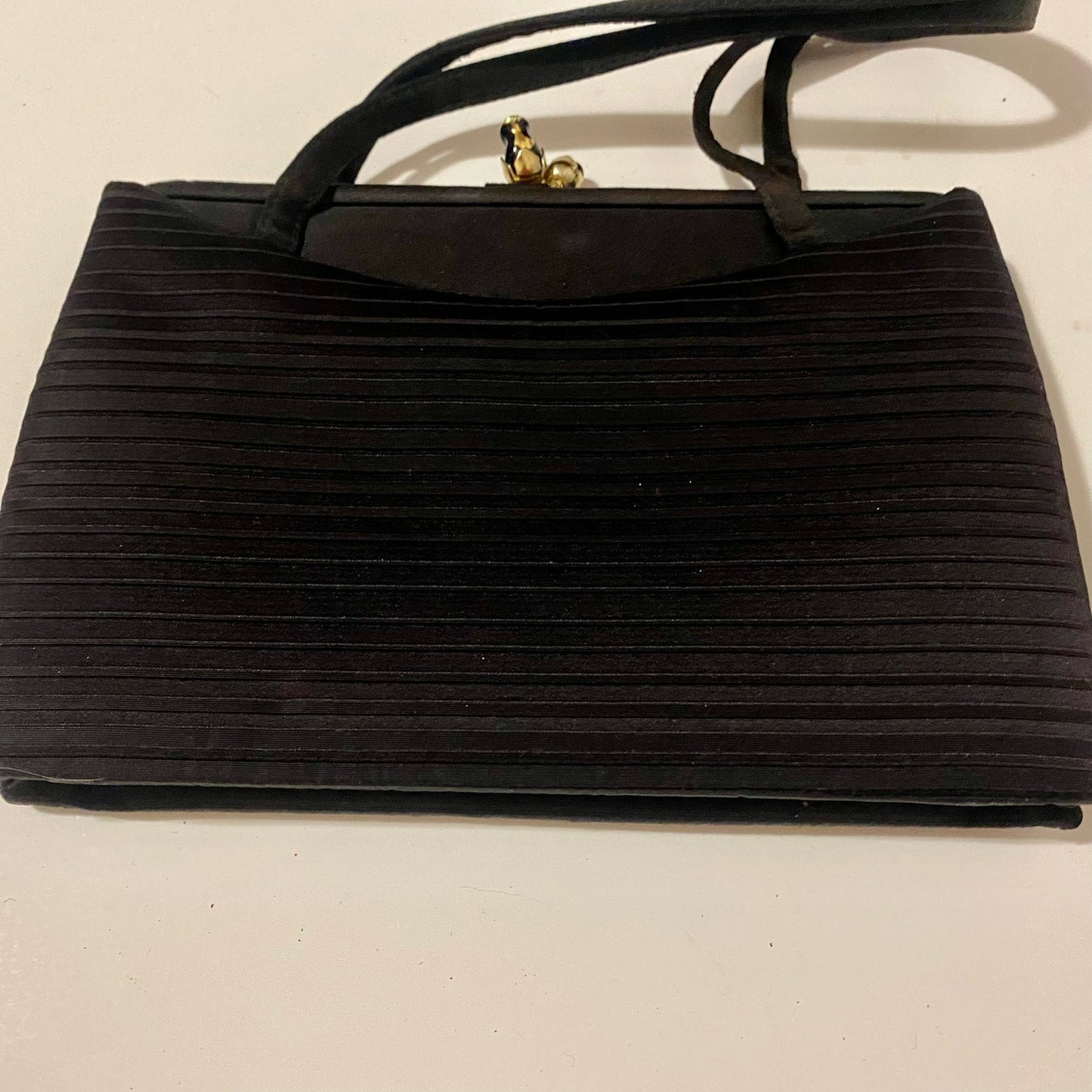 Crown Lewis Vintage Black Pleated Purse Evening Bag