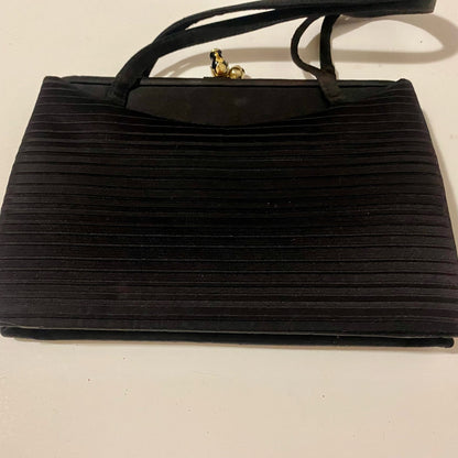 Crown Lewis Vintage Black Pleated Purse Evening Bag