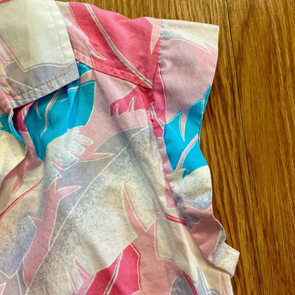Hilo Hattie Vintage Pink Floral Cap Sleeve Hawaiian Shirt Womens Medium
