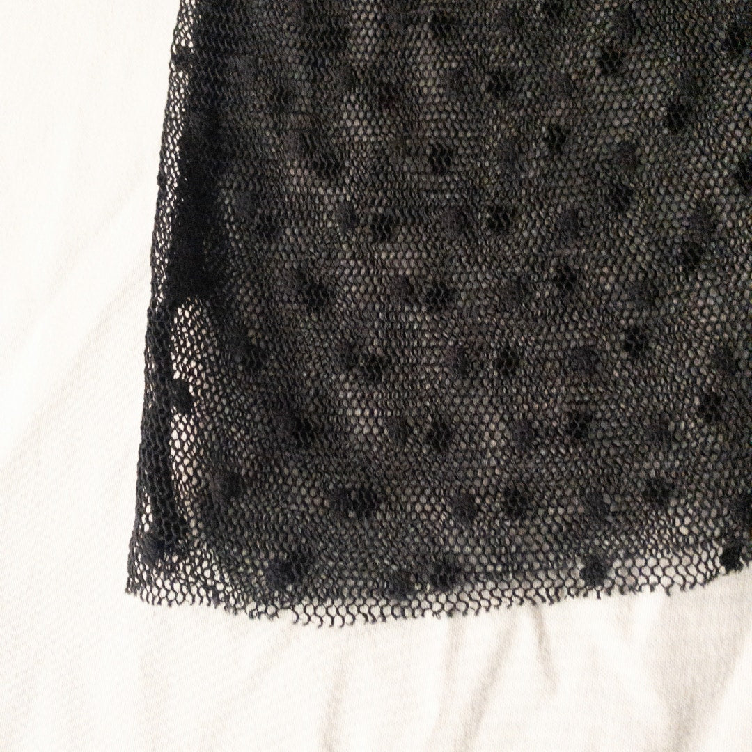 Lush Sheer Black Lace Whimsygoth Polka Dot Top Womens Small