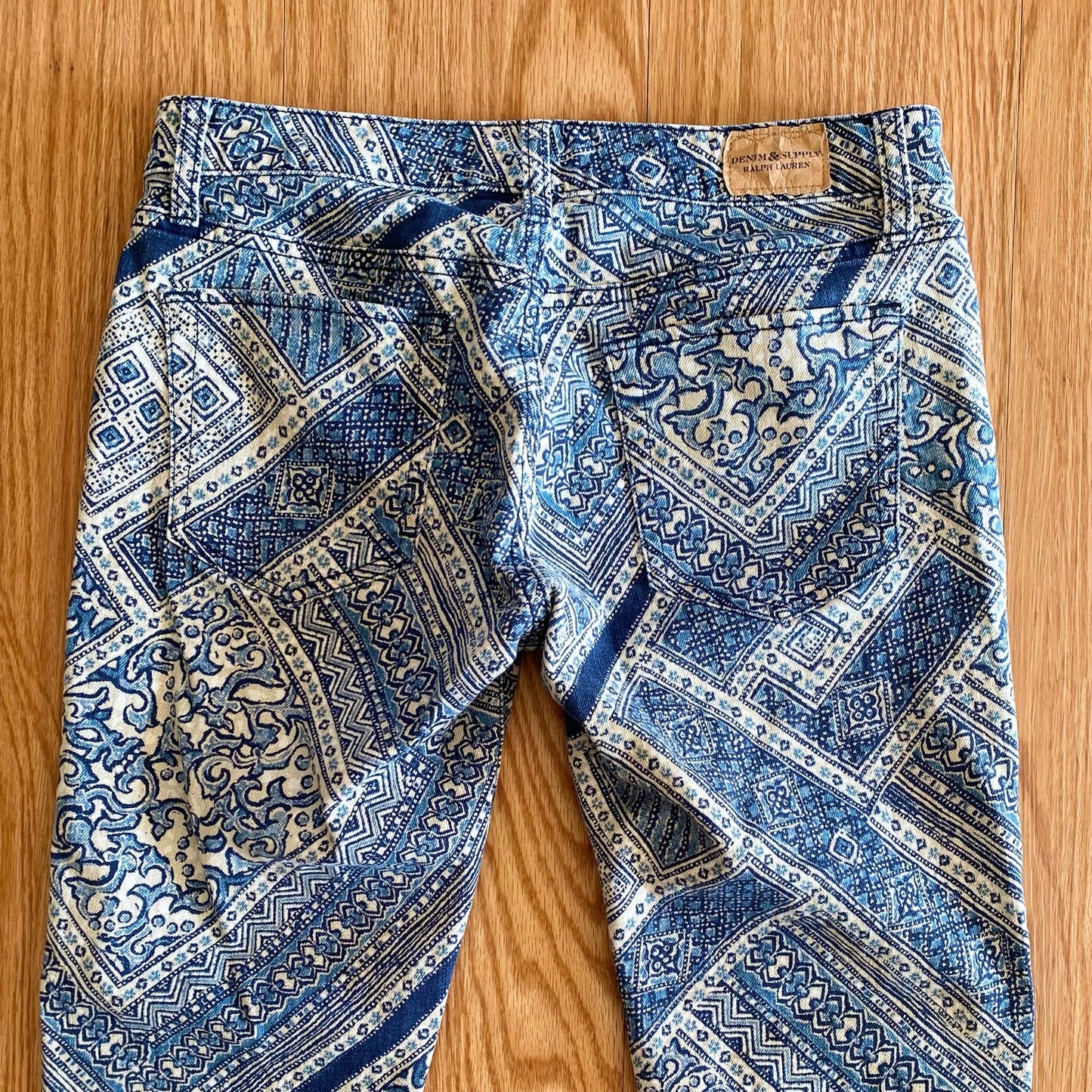 Ralph Lauren Denim & Supply Blue Paisley Bandana Skinny Jeans Womens 28