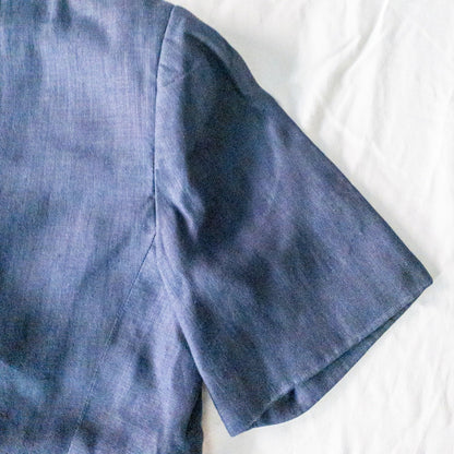 Ralph Lauren Black Label Vintage Blue Linen Blazer Jacket Womens 4-6 Small