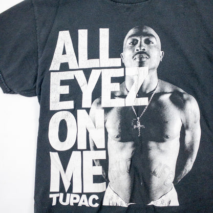 2PAC Tupac Distressed Black Band Concert Tee Shirt Womens Small Mens XSmall