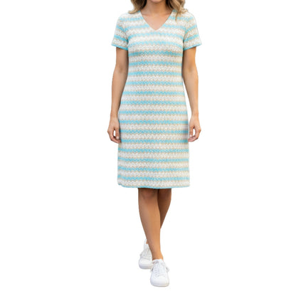 Walden Classics Vintage Blue Crochet Knit Midi Dress Womens Small