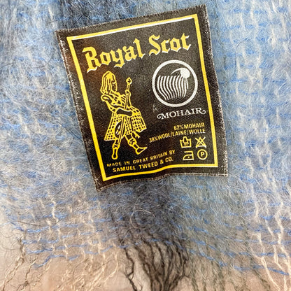 Samuel Tweed & Co Vintage Royal Scot Mohair Blue Knit Wool Scarf Unisex One Size