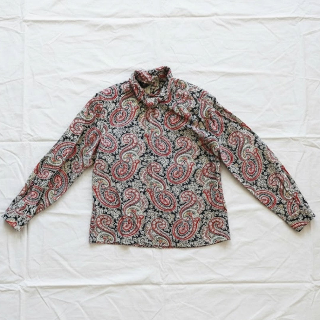 Attache Herman Geist Vintage Red Paisley Maximalist Blouse Womens 8 Medium