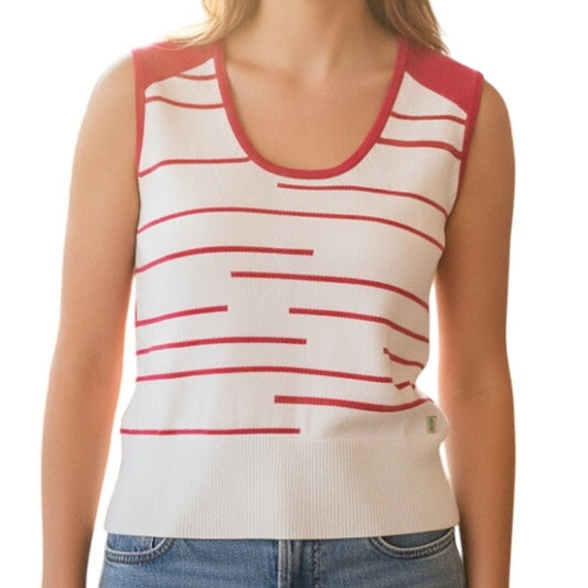 Vintage Green Lamb Y2K Pink & White Sleeveless Tank Top Womens 8 Medium