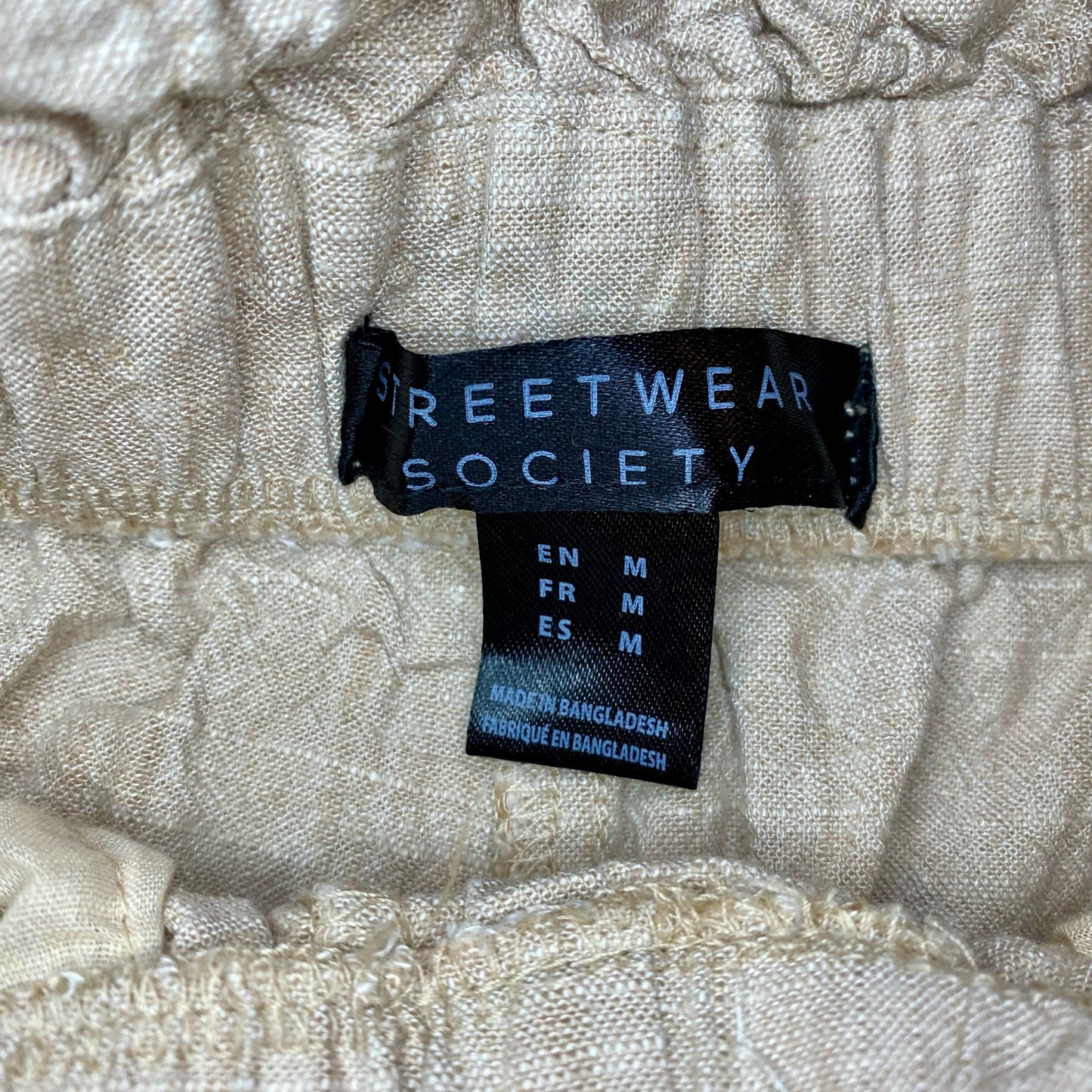 Streetwear Society Beige Linen Paperbag Waist Shorts Womens Medium