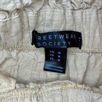 Streetwear Society Beige Linen Paperbag Waist Shorts Womens Medium