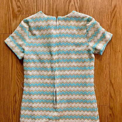 Walden Classics Vintage Blue Crochet Knit Midi Dress Womens Small