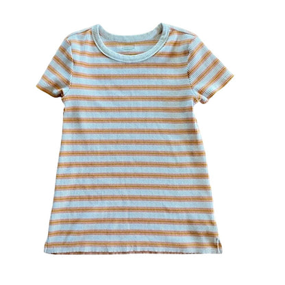 Old Navy Slim Orange Pink Striped Ribbed T-Shirt Womens Small