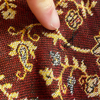 Red Gold Floral Indian Pashmina Shawl Wrap Scarf Fringe Tassel Womens One Size