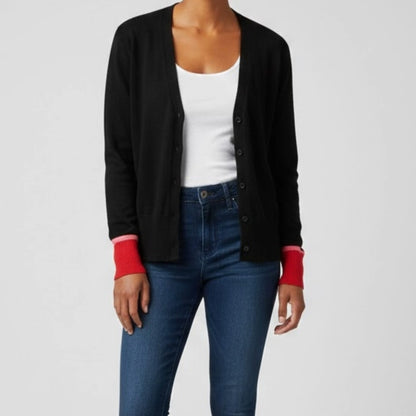 Tail Black Red Colorblock Cardigan Sweater Womens Medium
