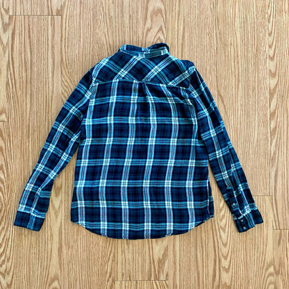 Forever 21 Teal Green Plaid Button-up Shirt Womens Large