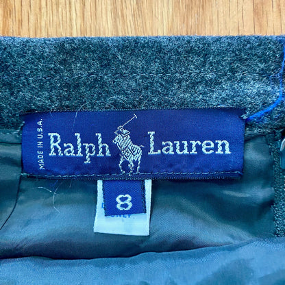 Ralph Lauren Vintage Gray Wool Midi Pencil Skirt Womens 8