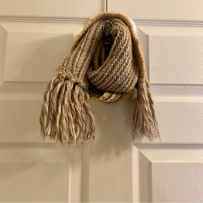 Aris Tan Striped Knit Tassel Scarf Unisex Womens One Size