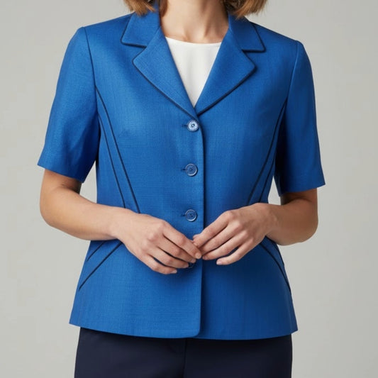 Perceptions Vintage Blue Short Blazer Jacket Womens 14 Large