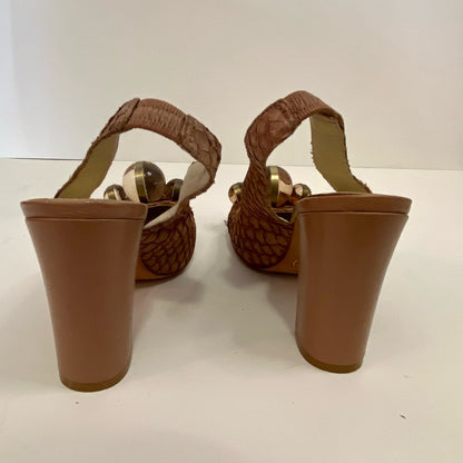 Richard Tyler Vintage Riesling Brown Snake Skin Glam High Heel Shoes Womens 7.5