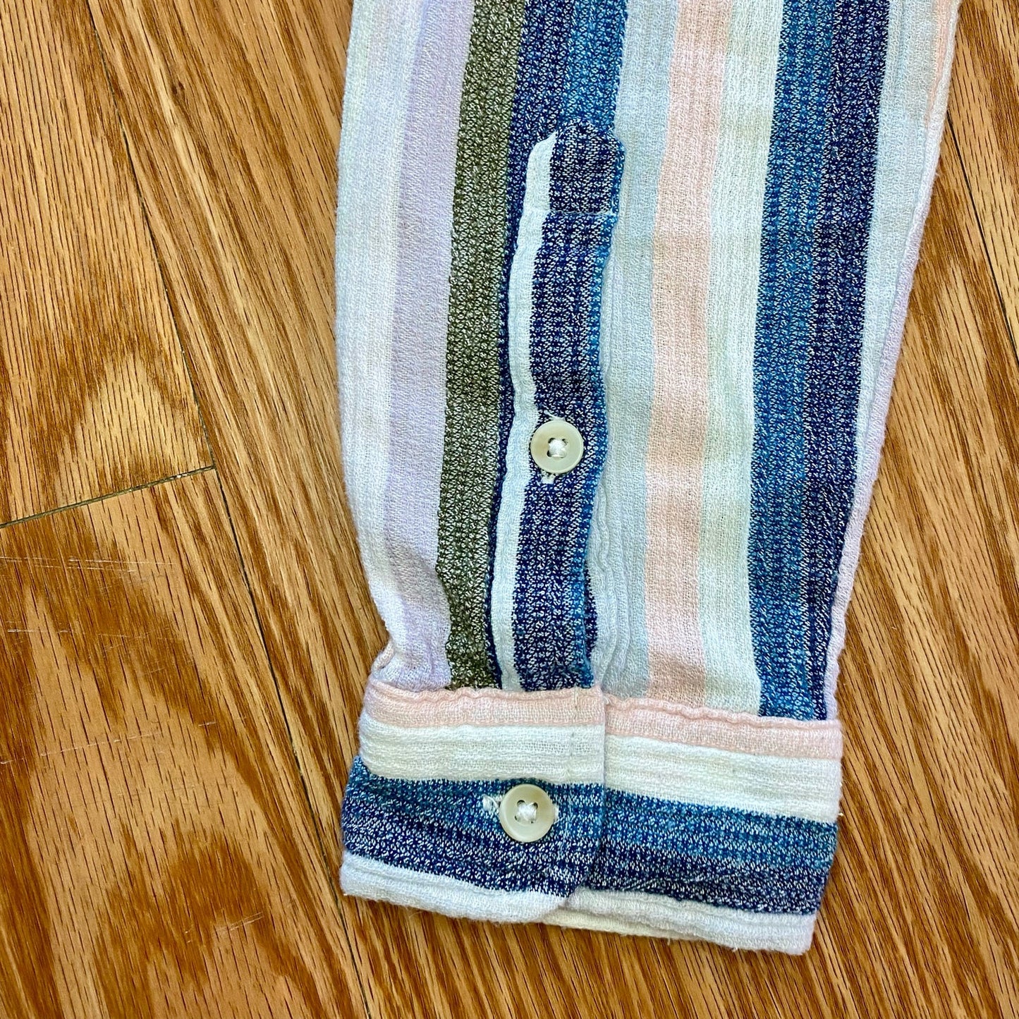 Sonoma Multicolor Striped Blue Cotton Button-up Shirt Blouse Womens Medium