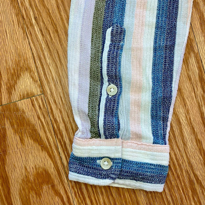 Sonoma Multicolor Striped Blue Cotton Button-up Shirt Blouse Womens Medium