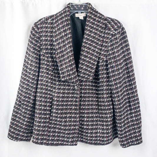 Coldwater Creek Black Metallic Silver Tweed Jacket Coat Womens 16 XLarge