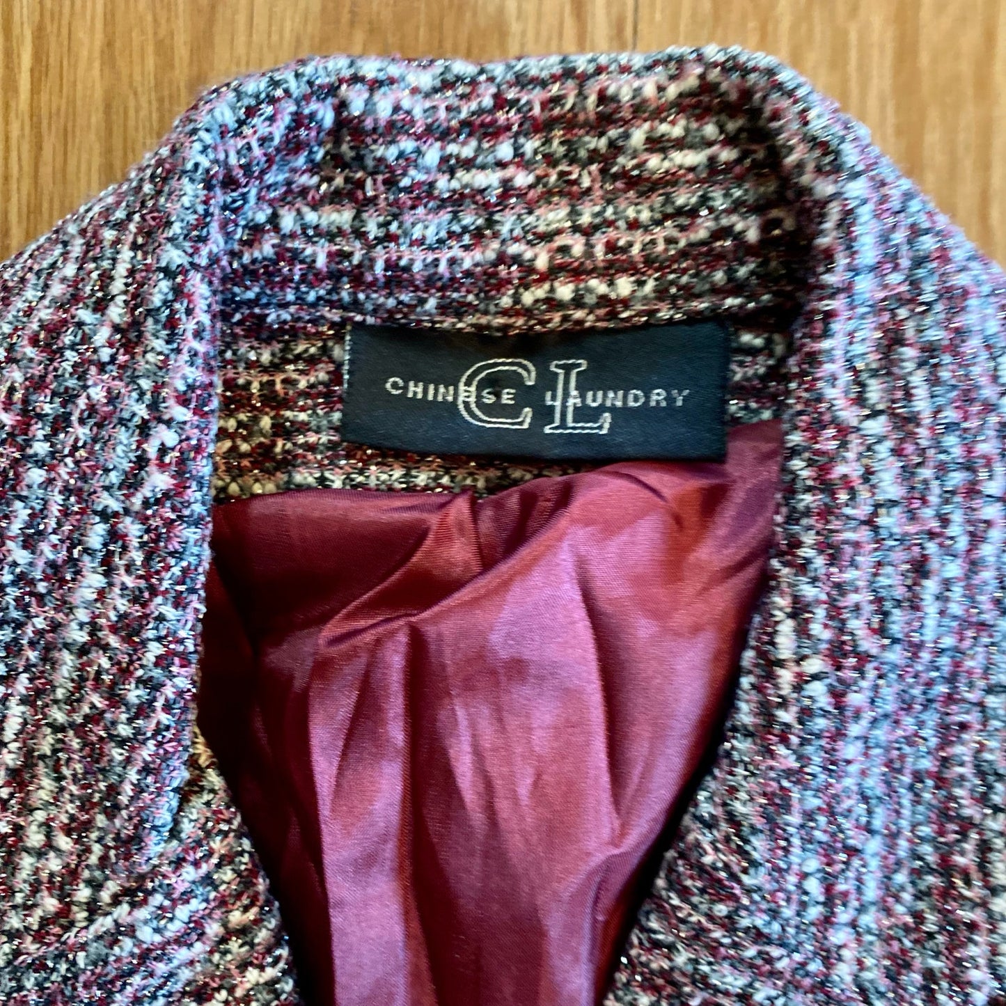 Chinese Laundry Vintage Pink Striped Knit Blazer Womens XXSmall