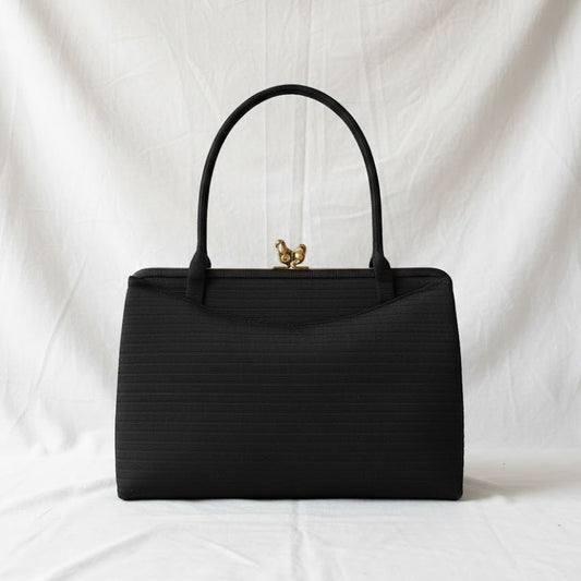 Crown Lewis Vintage Black Pleated Purse Evening Bag