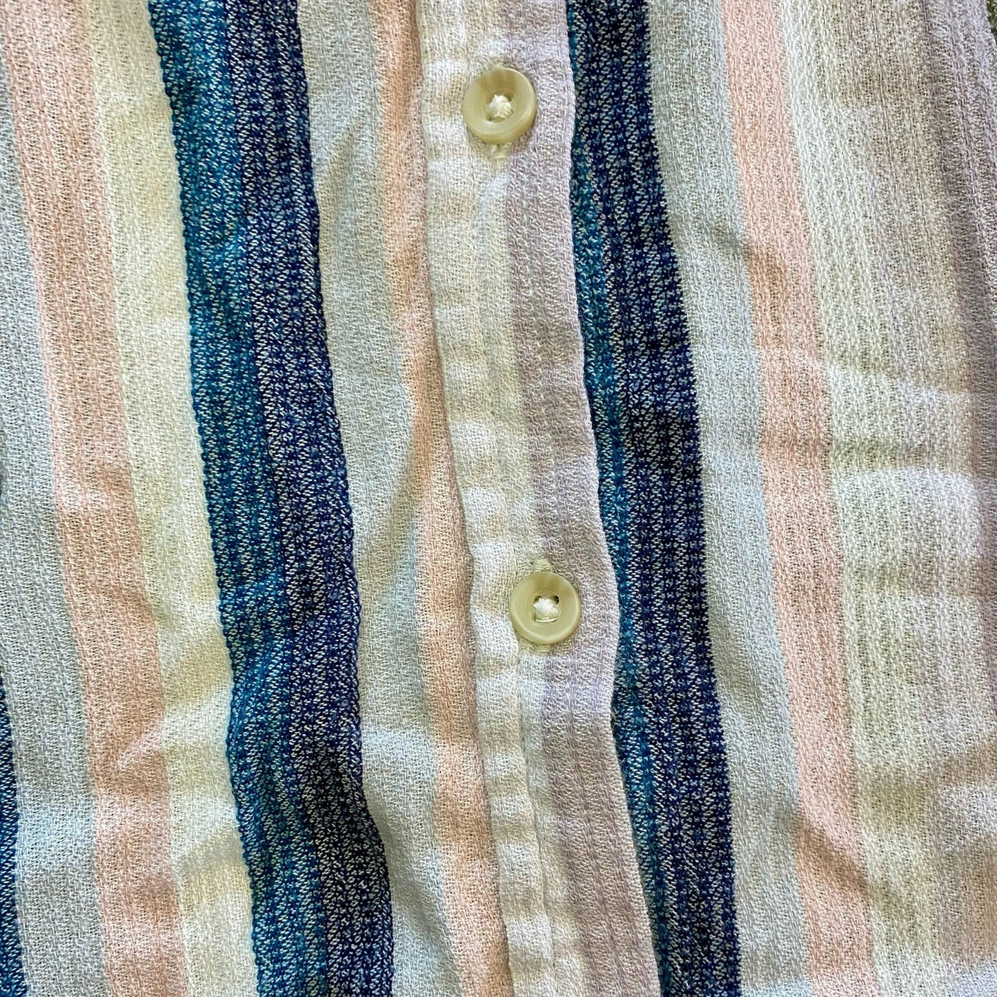 Sonoma Multicolor Striped Blue Cotton Button-up Shirt Blouse Womens Medium
