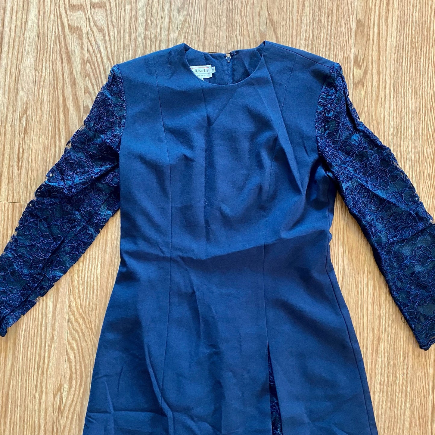Talbots Sara Campbell Vintage Blue Lace Formal Evening Sheath Dress Womens 10