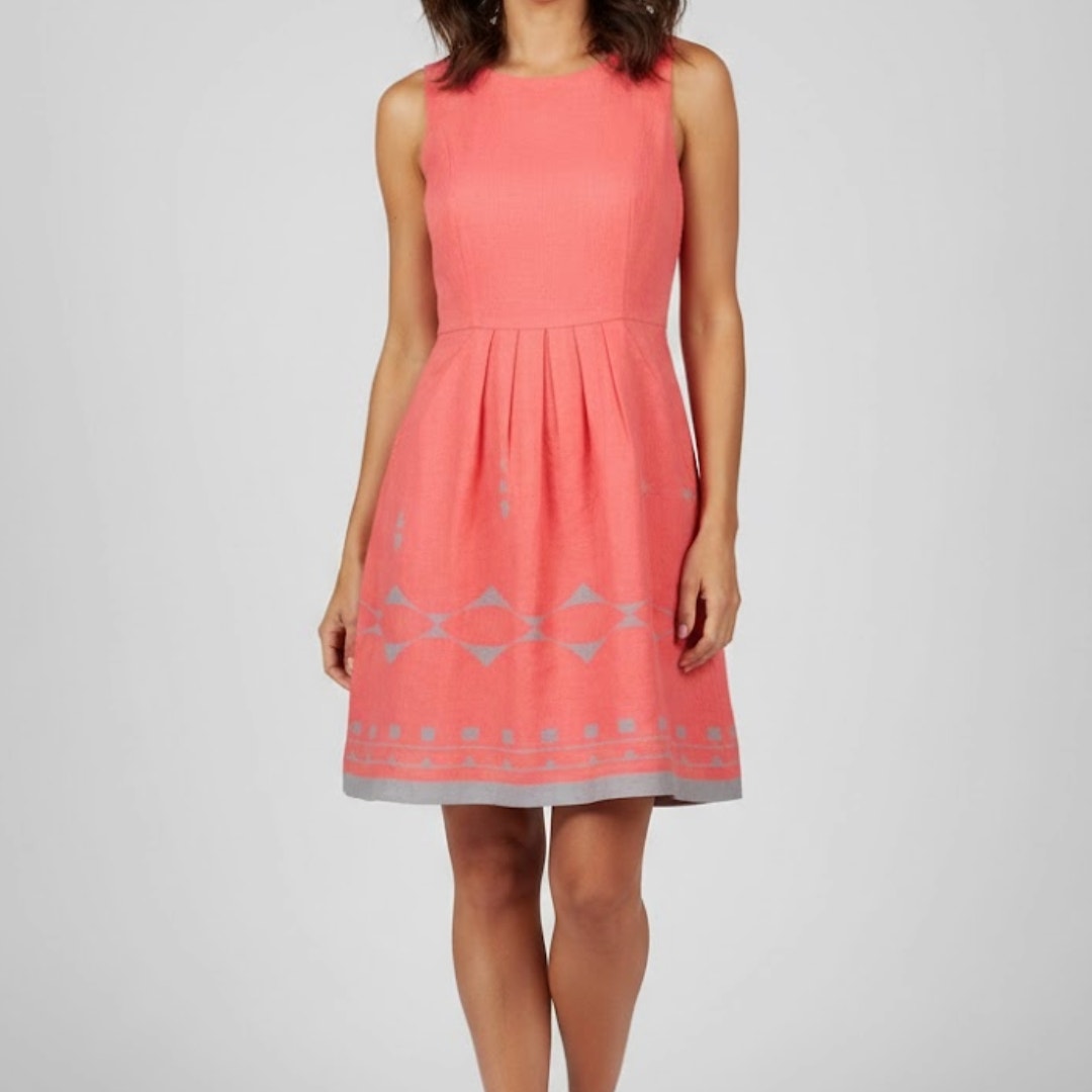 Esley Sleeveless Pink Abstract A-Line Mini Dress Womens Medium