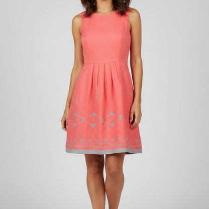 Esley Sleeveless Pink Abstract A-Line Mini Dress Womens Medium