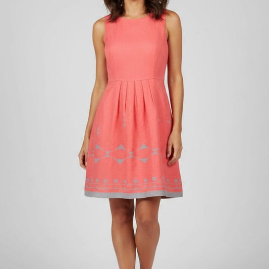 Esley Sleeveless Pink Abstract A-Line Mini Dress Womens Medium