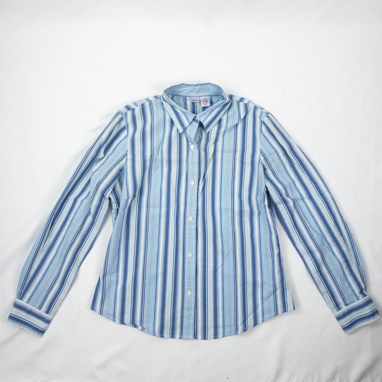 GH Bass & Co Blue White Striped Button Blouse Shirt Womens Medium